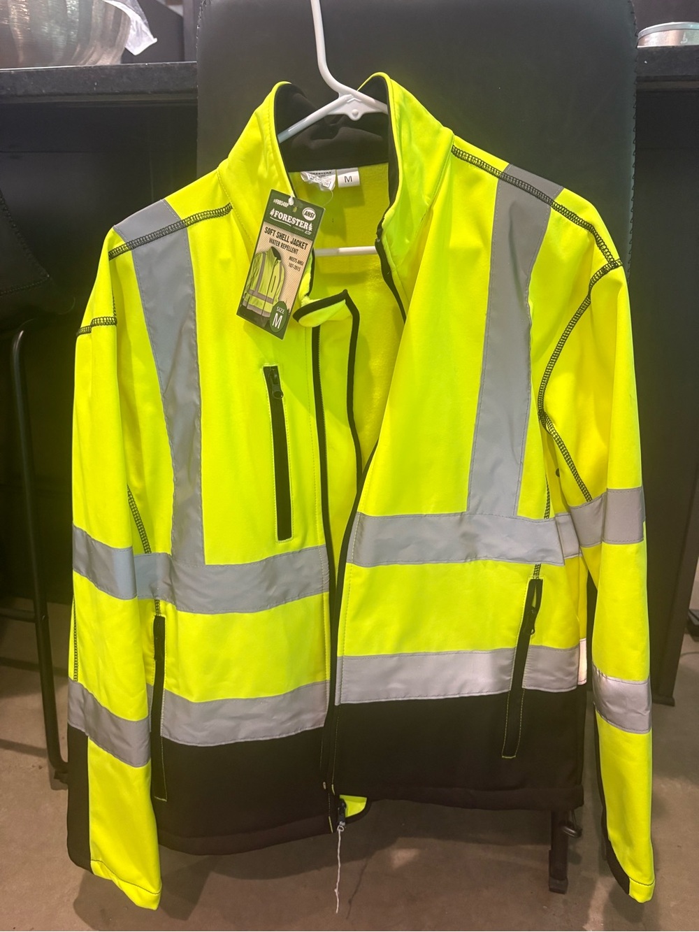 High-Visibility Yellow Windbreaker-Water Repellant Safety Jacket M
